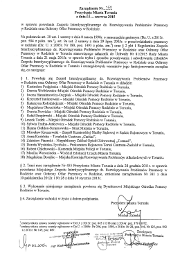 Zarządzenie Nr. 15.0. Prezydenta Miasta Torunia z dnia.2..żł
