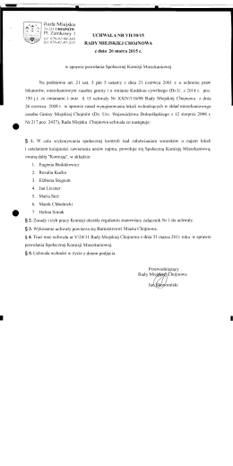 Uchwała Nr VII/30/15 Rady Miejskiej Chojnowa z dnia 26 marca