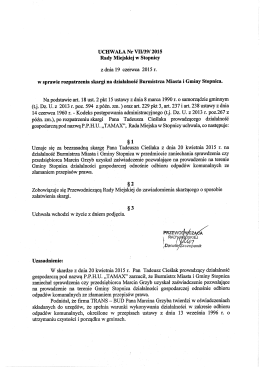 UCHWAŁA Nr VII/39/ 2015