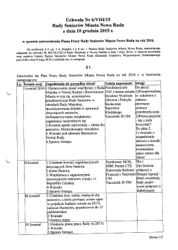 Rady Seniorów Miasta Nowa Ruda z dnia 10 grudnia 2015 r.