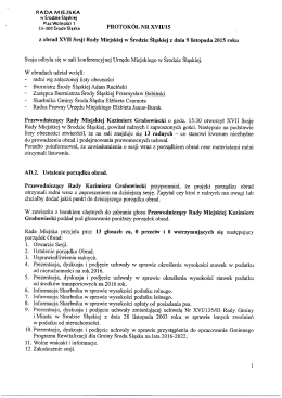 protokół nr xvii/15 - Biuletyn Informacji Publicznej, Urząd Miasta i