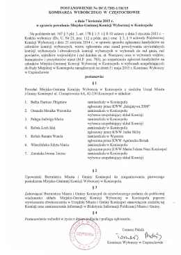 Postanowienie w sprawie powołanie Miejsko