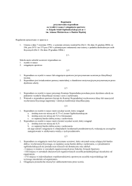 Regulamin Stypendiów - ZSO nr 1 w Rudzie Śląskie