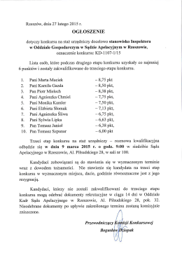 Rzeszów, dnia 27 lutego 2015 r.