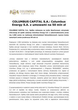 Columbus Energy SA z umowami na 50 mln zł