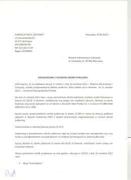 FUNDACJA FAKTU &bdquo;OD SERCA&rdquo; Warszawa, 26.09.2013 r. UI