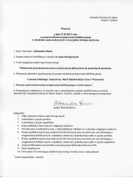 Centralna Komisja do Spraw Stopni i Tytułów Wniosek z dnia 27.02