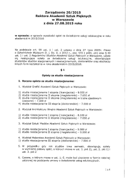 Zarządzenie 20/2015 - Akademia Sztuk Pięknych w Warszawie