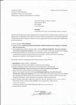 Wniosek o wszczęcie postępowania habilitacyjnego