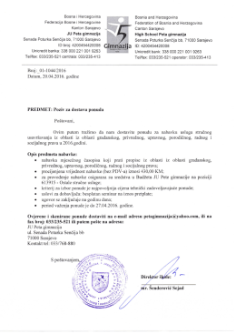 Poziv za dostavu ponuda za nabavku mjesečnog