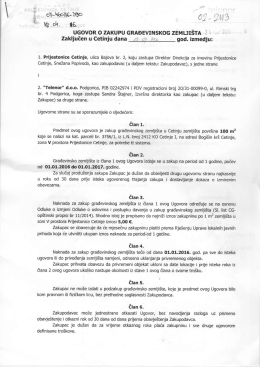 Ugovor o zakupu građevinskog zemljišta između Prijestonice