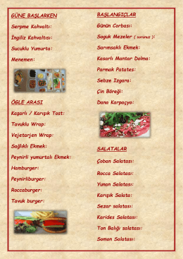 turkce menu