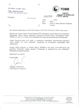 dtö 16.dünya ihracatı geliştirme forumu hk.