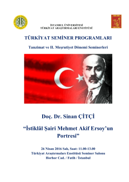 Doç. Dr. Sinan ÇİTÇİ - İstanbul Üniversitesi