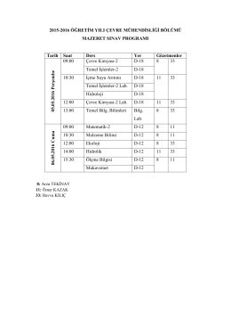 2015-2016 ÖĞRETİM YILI ÇEVRE MÜHENDİSLİĞİ BÖLÜMÜ