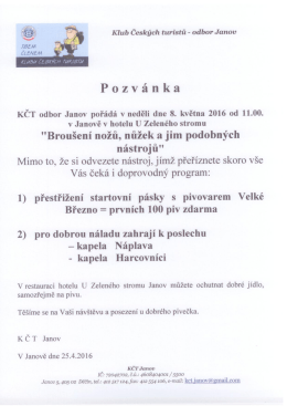 Pozv&aacute;nka KČT &ndash; brou&scaron;en&iacute; nožů