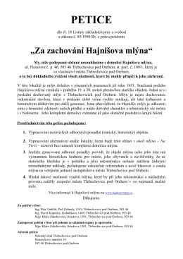 petice - Hajnišův Mlýn