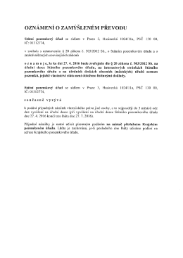 St&aacute;tn&iacute; pozemkov&yacute; &uacute;řad Teplice - ozn&aacute;men&iacute; o zam&yacute;&scaron;len&eacute;m