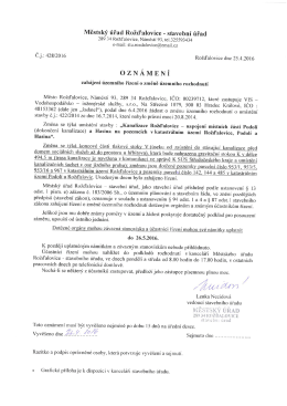 Žádost o změnu územního rozhodnutí o umístění
