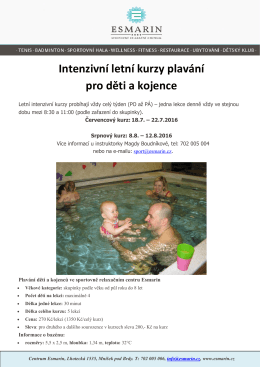 Intenzivní letní kurzy plavání pro děti a kojence