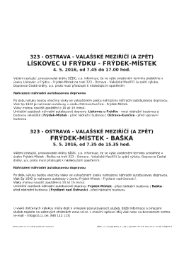 323 Ostrava - Vala&scaron;sk&eacute; Meziř&iacute;č&iacute; (a zpět), L&iacute;skovec u Fr&yacute;dku