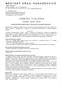 Stanovení dopravního značení - Květnové oslavy
