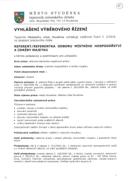 Referent/referentka odboru m&iacute;stn&iacute;ho hospod&aacute;řstv&iacute;