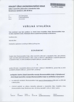 Zveřejnění návrhu Zásad územního rozvoje Jihomoravského kraje a
