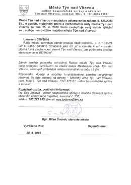Zveřejnění záměru prodeje části pozemku p. č