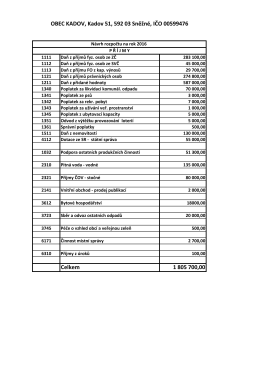 návrh rozpočtu obce kadov na rok 2016