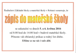 Ředitelstv&iacute; Z&aacute;kladn&iacute; &scaron;koly a mateřsk&eacute; &scaron;koly v Rohatci