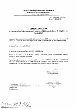16289 Veřejn&aacute; vyhl&aacute;&scaron;ka (V-2290/2016-610)