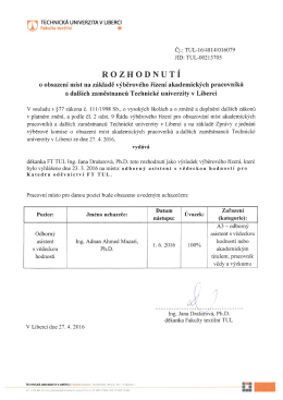 Rozhodnutí - Fakulta textilní