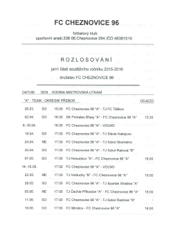 Page 1 FC CHEZNOVICE 96 fotbalový klub sportovní areál,338 06