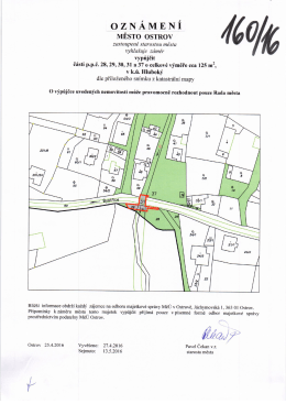 Oznámení - Záměr města Ostrov vypůjčit části p.p.č. 28, 29, 30, 31 a 37