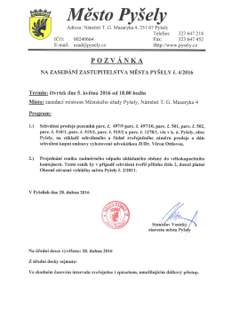 Pozvánka na zasedání zastupitelstva 5.5..2016