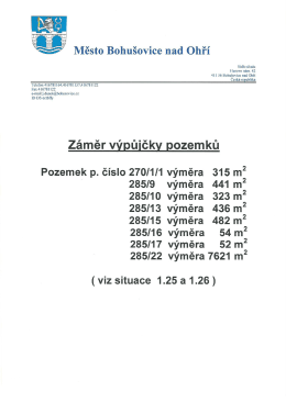Záměr výpůjčky pozemků