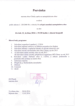 Page 1 Pozvánka starosta obce Chleny spolu se zastupitelstvem