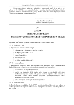 Stipendijní řád ČVUT - změny účinné od 13.1.2015