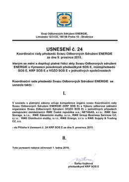 USNESENÍ č. 24 I. II. - Svaz Odborových Sdružení ENERGIE