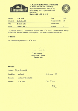 Rozhodnutí ředitele rally č.1