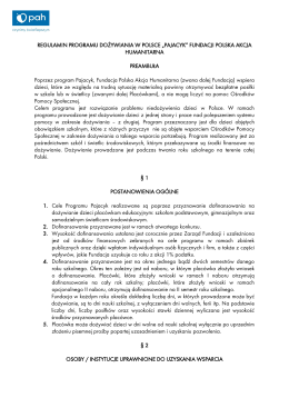 regulamin programu pajacyk fundacji polska akcja humanitarna