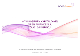 Wyniki Grupy Open Finance po pierwszym kwartale 2015 roku