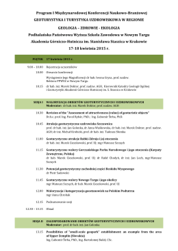 Program I Międzynarodowej Konferencji Naukowo