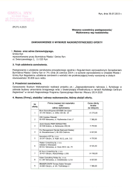 Zawiadomienie o wyborze oferty