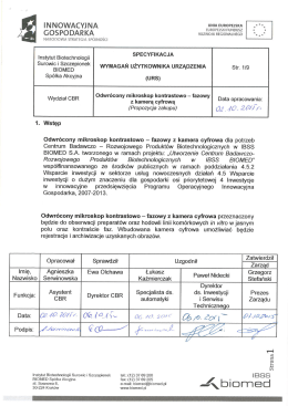Specyfikacja wymagań użytkownika urządzenia (URS)
