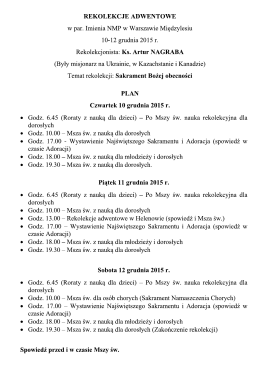 REKOLEKCJE ADWENTOWE W par. Imienia NMP W Warszawie