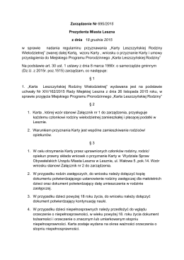 Zarządzenie Nr 695/2015 Prezydenta Miasta Leszna