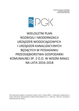 Wieloletni Plan Rozwoju PGK 2016-2018