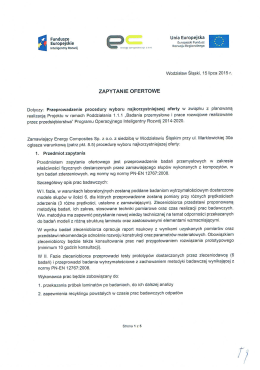 zapytanie ofertowe dot. przeprowadzenia badań przemysłowych w
